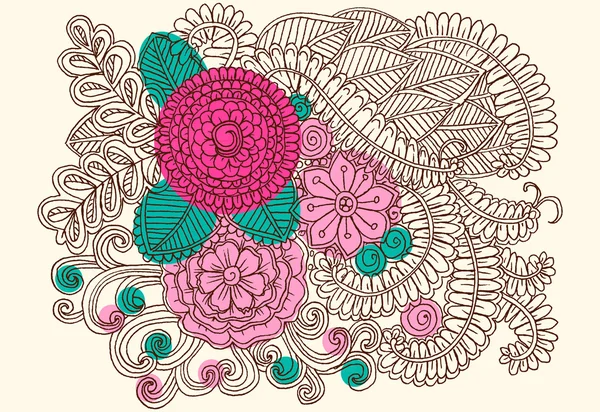 Vecteur vintage dessin à la main fleurs doodle — Image vectorielle