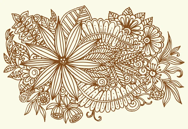 Vector vintage hand Rita doodle flowers — Stock vektor