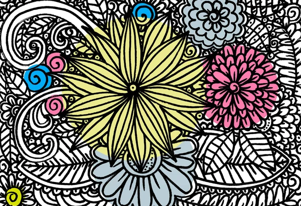 Vektor vintage tangan menggambar bunga corat-coret Stok Ilustrasi 
