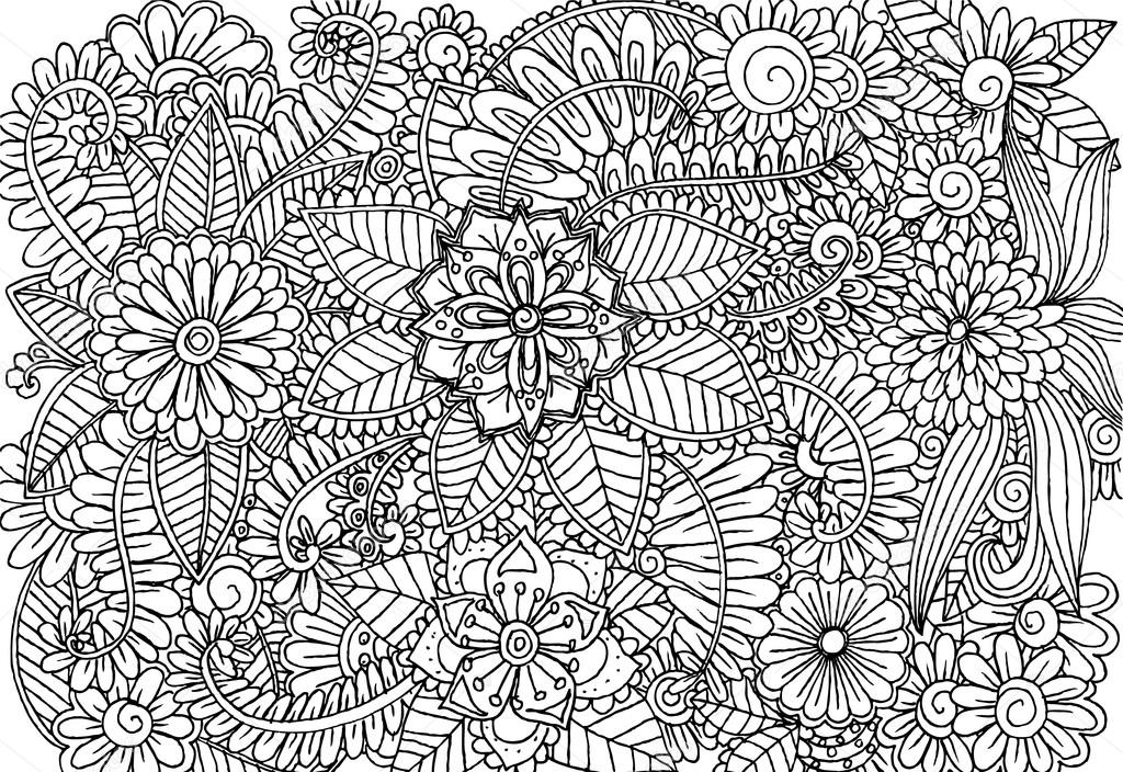Vector doodle floral elements for design or coloring books