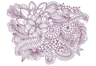 Vektör doodle buket çiçek.