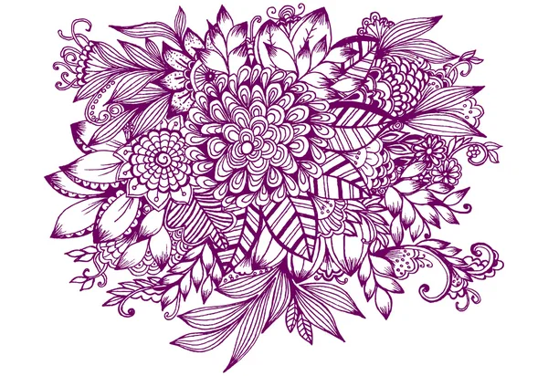 Vector doodle boeket bloemen. — Stockvector