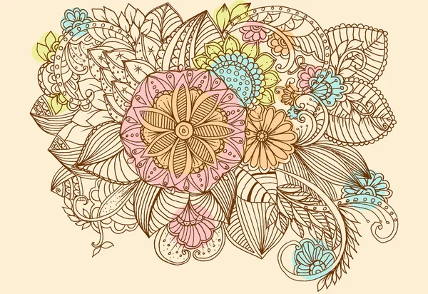 Vektor vintage tangan menggambar bunga corat-coret - Stok Vektor
