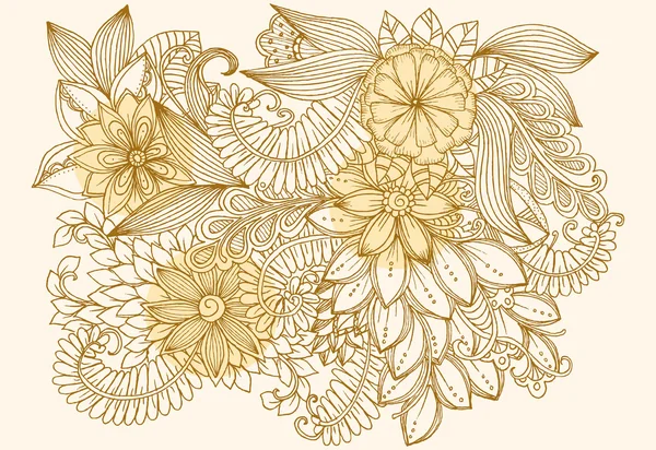 Vetor vintage mão desenho doodle flores — Vetor de Stock