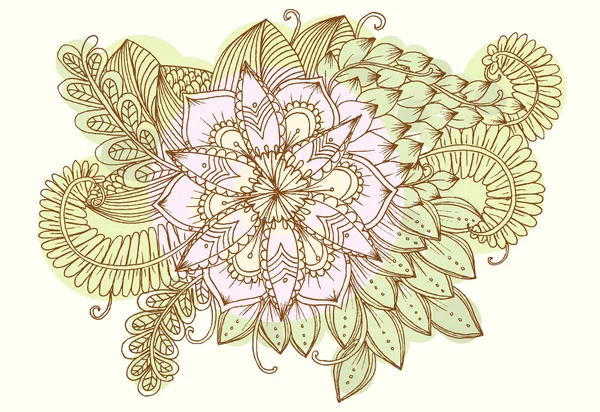 Vector vintage hand Rita doodle flowers — Stock vektor