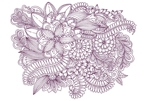 Vector doodle boeket bloemen. — Stockvector