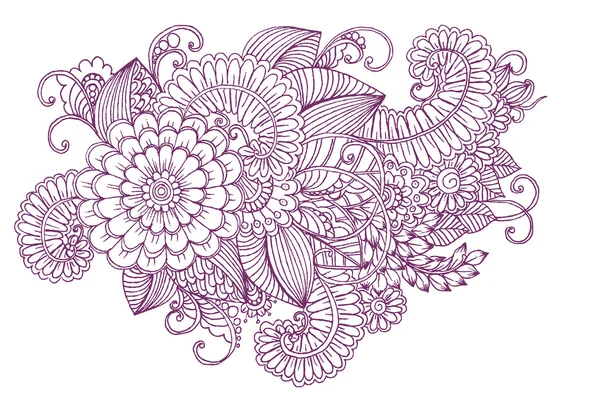 Vector doodle buquê de flores . Ilustração De Bancos De Imagens