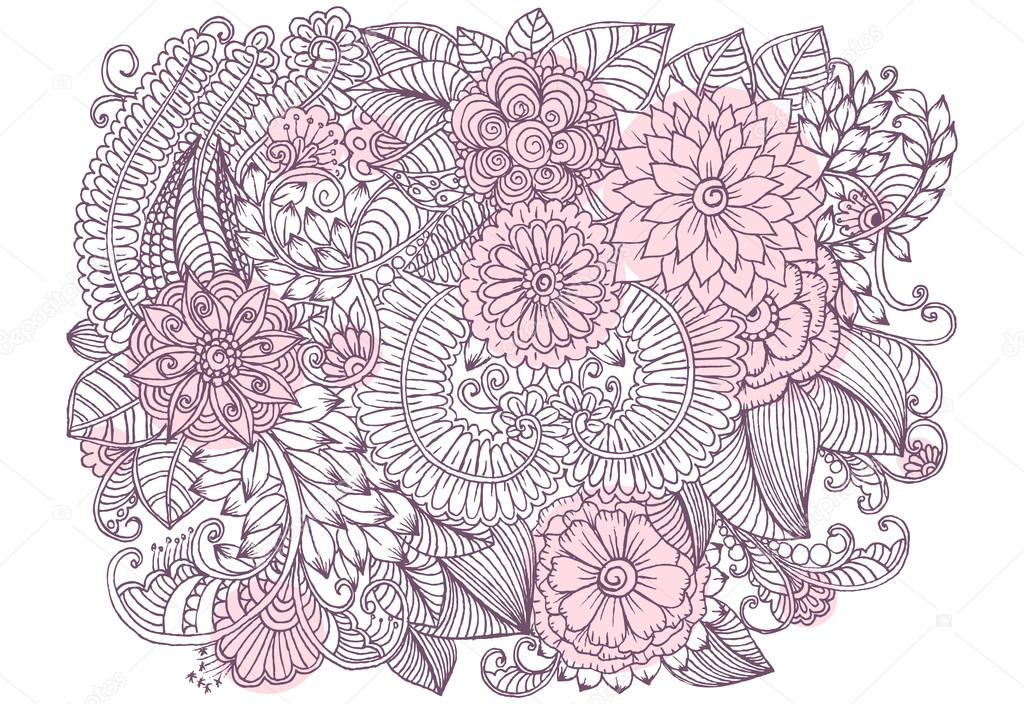 Vector vintage hand drawing  doodle flowers