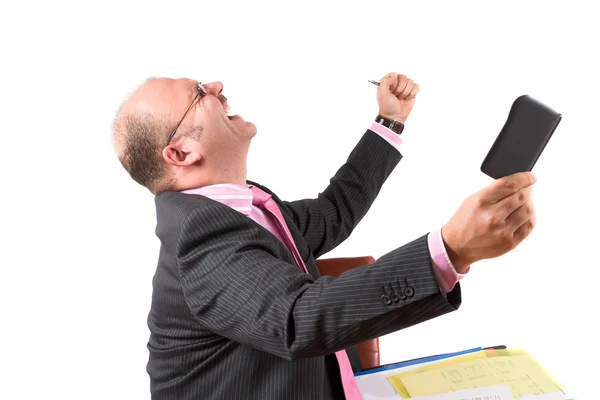 Businessman excited for hitting the targets — Stock Photo, Image