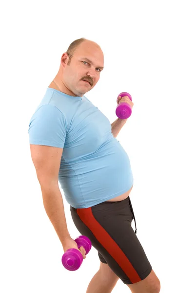 Túlsúlyos férfi csinál fitness Stock Fotó