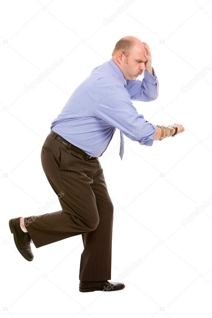 Businessman running to his next meeting