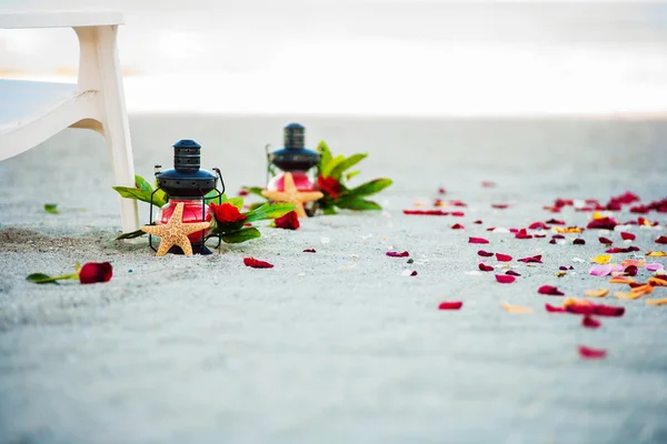 Beach bröllopsceremoni ställer in Stockbild