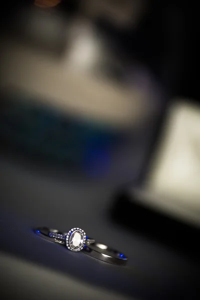 Detailní záběr zásnubní prsten Stock Fotografie