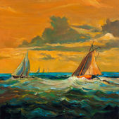 Картина, постер, плакат, фотообои "sailboats", артикул 53796581