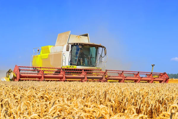 Raccolta dei cereali si combinano in un paesaggio rurale . — Foto Stock