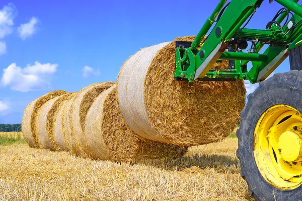 Balya saman traktör işleme ekleri ile taşıma