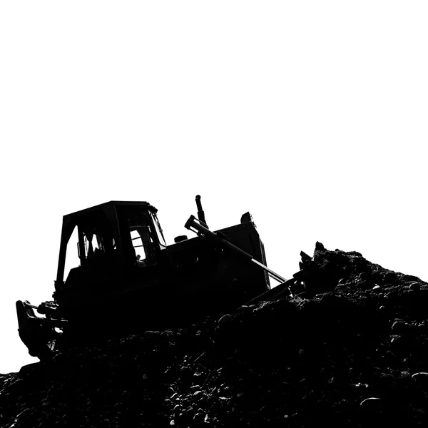 The bulldozer on a building site in an industrial landscape. — Stock Photo, Image