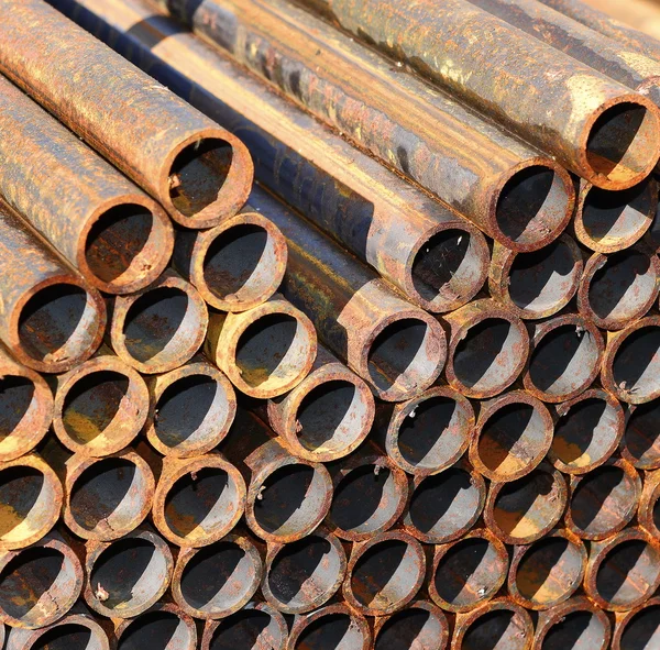 Steel pipes  in an industrial landscape — Stock Photo, Image