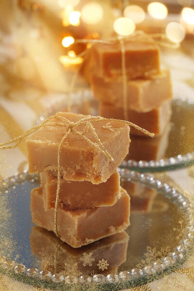 Christmas fudge traditional delicious chocolate treat dessert and empty space for text