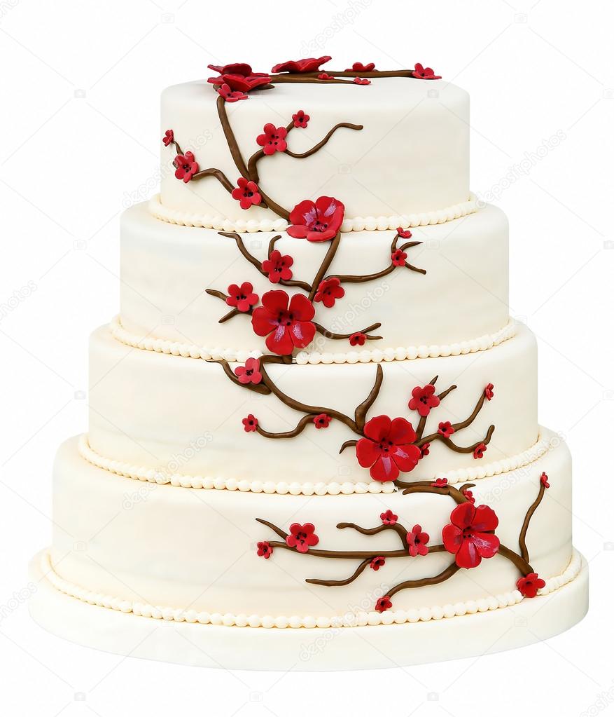 Wedding Cake On White Background 