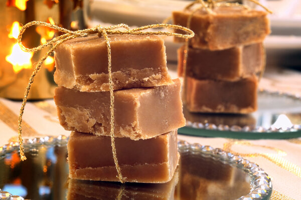 Christmas homemade fudge on the table