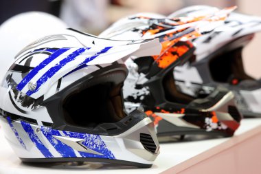 Poznan - Nisan 09: Fuarda motosiklet Koruyucu baretler