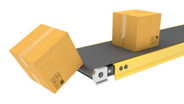 Karton kutular ile Bant konveyör