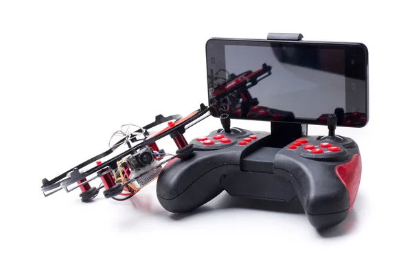 Mini Dron Carreras Con Controlador Fpv Teléfono Inteligente — Foto de Stock