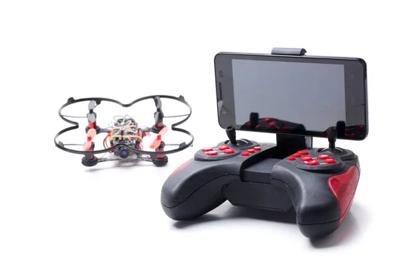 Mini Dron Carreras Con Controlador Fpv Teléfono Inteligente —  Fotos de Stock