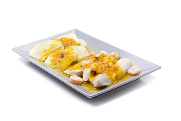 Hake yellow sauce — Stock Photo, Image