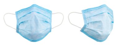 Koruyucu tıbbi maske beyaz arka planda izole edilmiş. Koleksiyon.