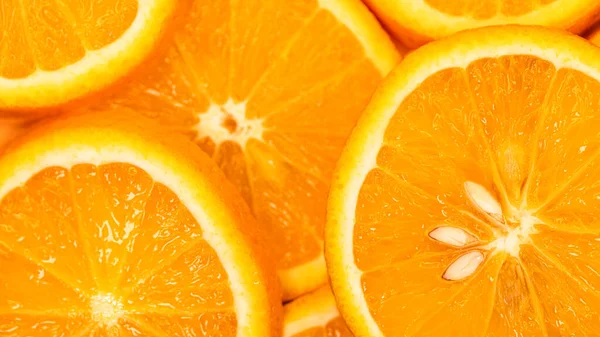 Tranches Fruits Orange Vue Sur Dessus Texture Fond Orange — Photo