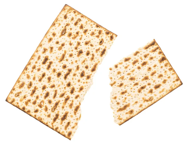 Matzah被白色背景隔离 Matzo 无酵面包 — 图库照片