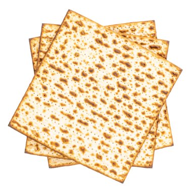 Matzo beyaz arka planda izole edilmiş. Matzah, mayasız ekmek..