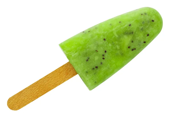 Zumo Kiwi Fruta Congelada Aislado Blanco Una Paleta Refrescante — Foto de Stock