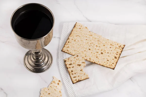 Calice Della Santa Comunione Con Vino Pane Cena Del Signore — Foto Stock