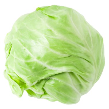 Beyaz arkaplanda kırpma yolu ile izole edilmiş taze lahana.