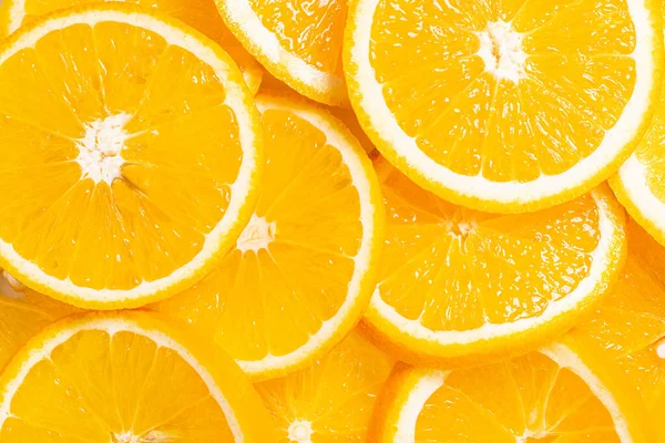 スライスしたオレンジの背景 オレンジフルーツトップビュー — ストック写真