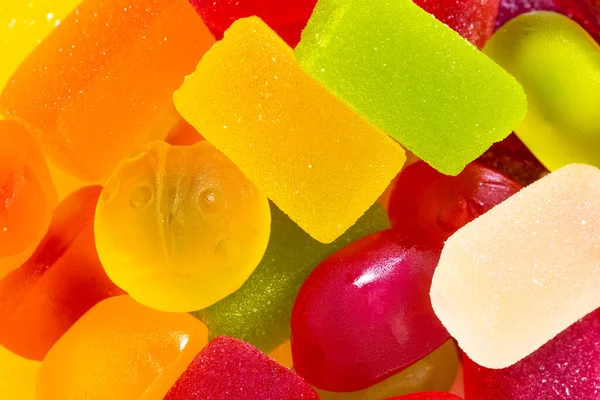 Χρωματιστά Γλυκά Και Ζελέ Κορυφαία Θέα Γλυκά Φόντο — Φωτογραφία Αρχείου