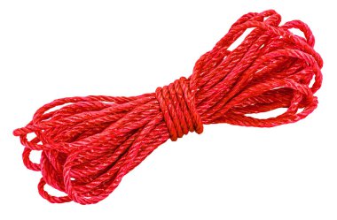 kırmızı ip, kablo kayması beyaz arkaplanda izole.