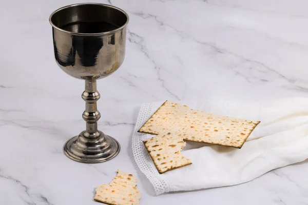 Helig Gemenskap Kalk Med Vin Och Bröd Herrens Middag — Stockfoto