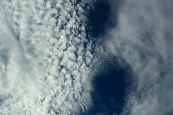 Looking Deep Blue Sky Full Various Types Cloud Formations Fluffy — Foto Stock