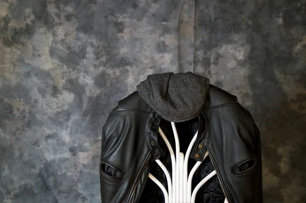 Leather jacket and cap — Stock Photo, Image