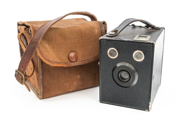 Vintage Box Brownie Camera and Case. Stock Picture