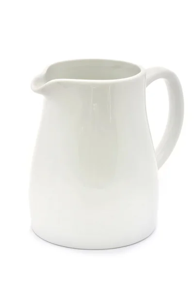 Biały dzbanek ceramiczny nad białym — Zdjęcie stockowe