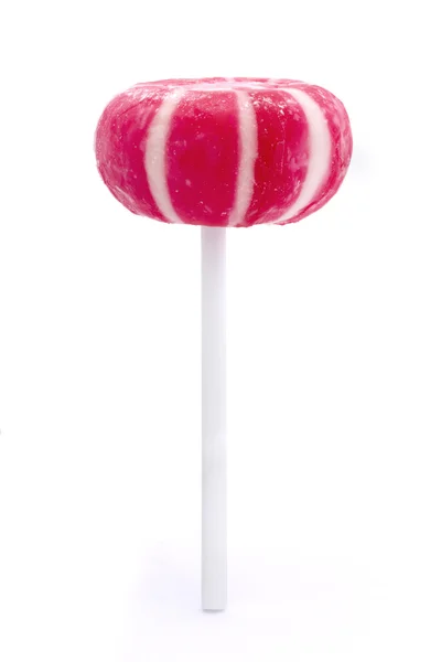 Рожевий і білий смугастий цукерки льодяник — стокове фото