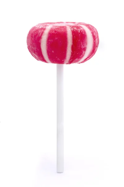 Rosa und weiß gestreifter Bonbon-Lutscher — Stockfoto