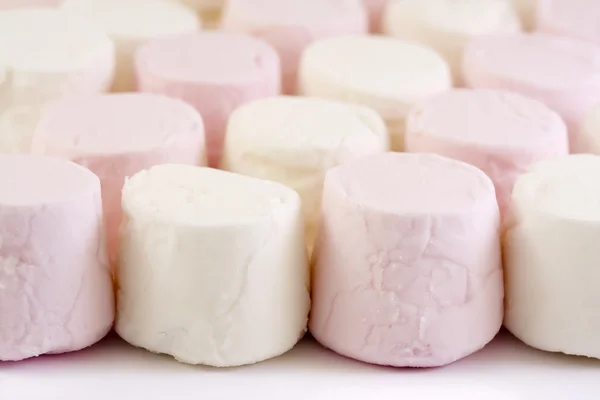 Rózsaszín és fehér Marshmallows háttér. — Stock Fotó