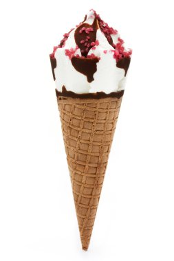 Single ice cream with sprinkles over white clipart