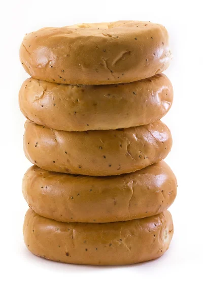 Stapel bagels over Wit — Stockfoto